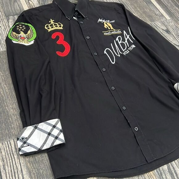 🔥 VIVA & ESKUDA Dubai Polo Team - Black LS Button Down Shirt Men Sz Medium - EU - Picture 3 of 14